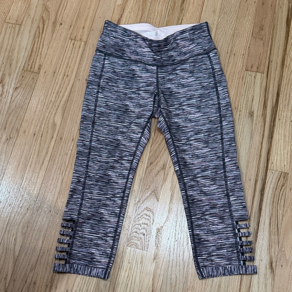 Ideology Black and Gray Striped Leggings